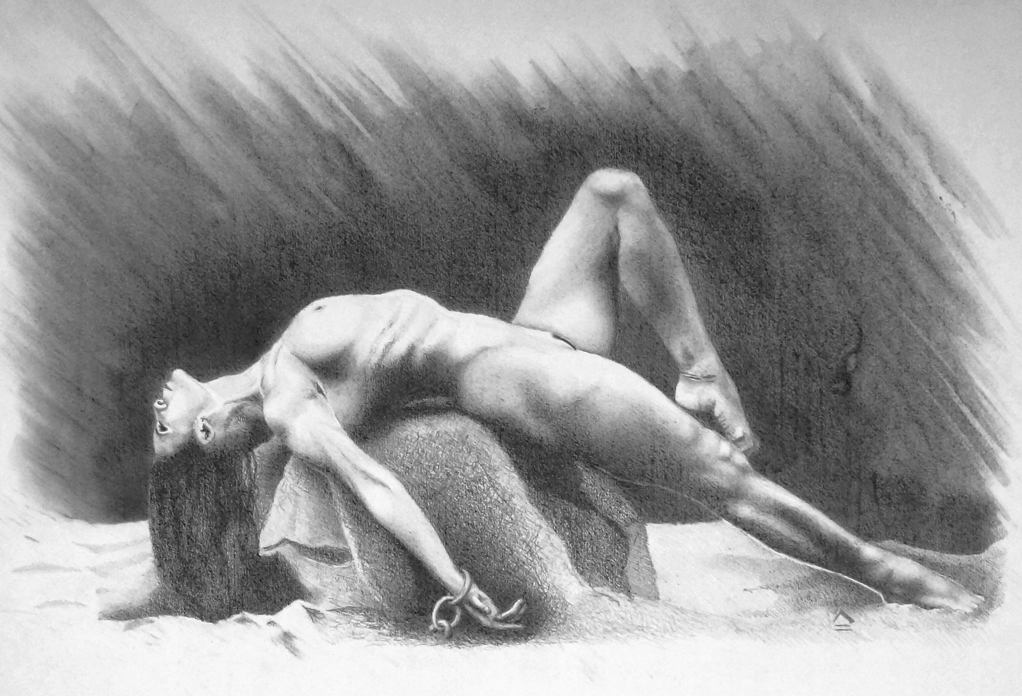 Andromeda study, monochrome artwork
